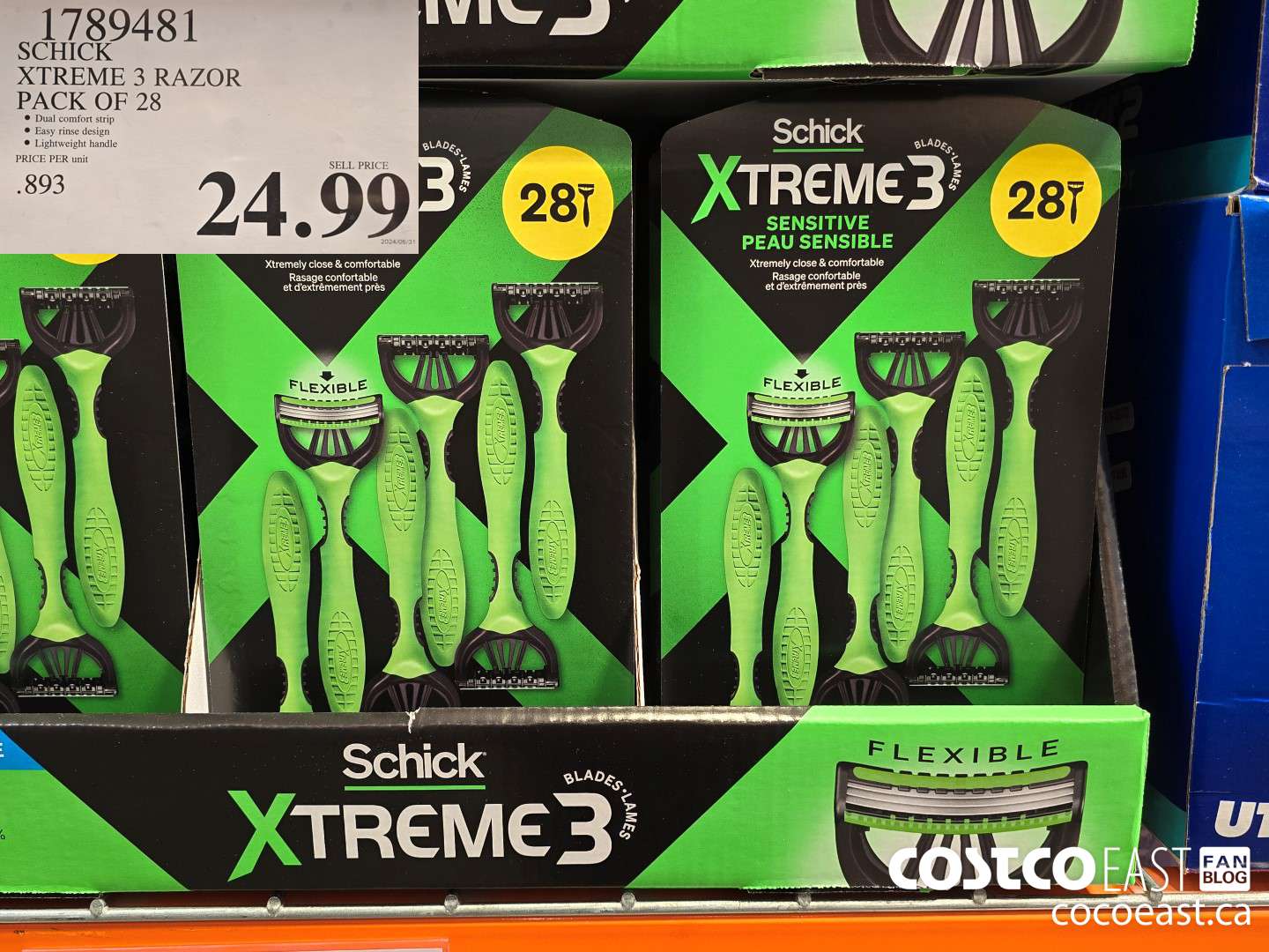 1789481 SCHICK XTREME 3 RAZOR PACK OF 28 $24.99