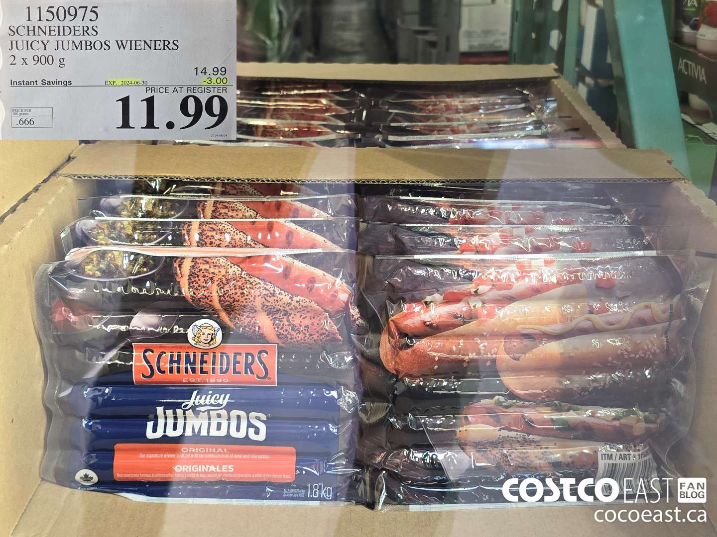 1150975 SCHNEIDERS JUICY JUMBOS WIENERS 2 x 900 g ($3.00 INSTANT SAVINGS EXPIRES ON 2024-06-30) $11.99