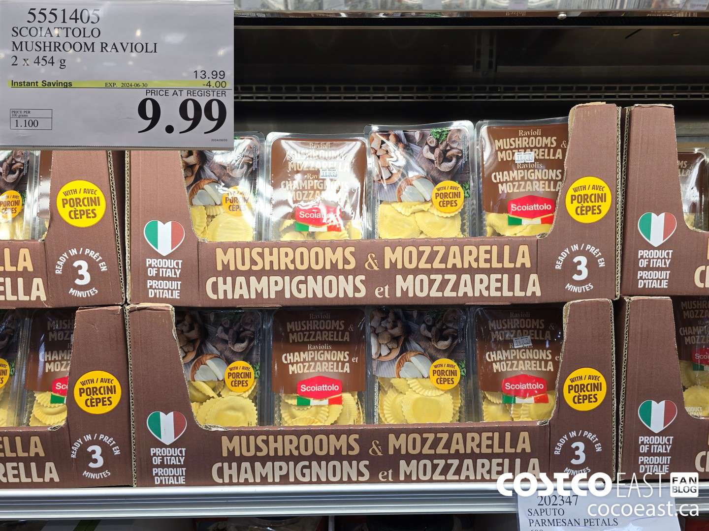 5551405 SCOIATTOLO MUSHROOM RAVIOLI 2 x 454 g ($4.00 INSTANT SAVINGS EXPIRES ON 2024-06-30) $9.99