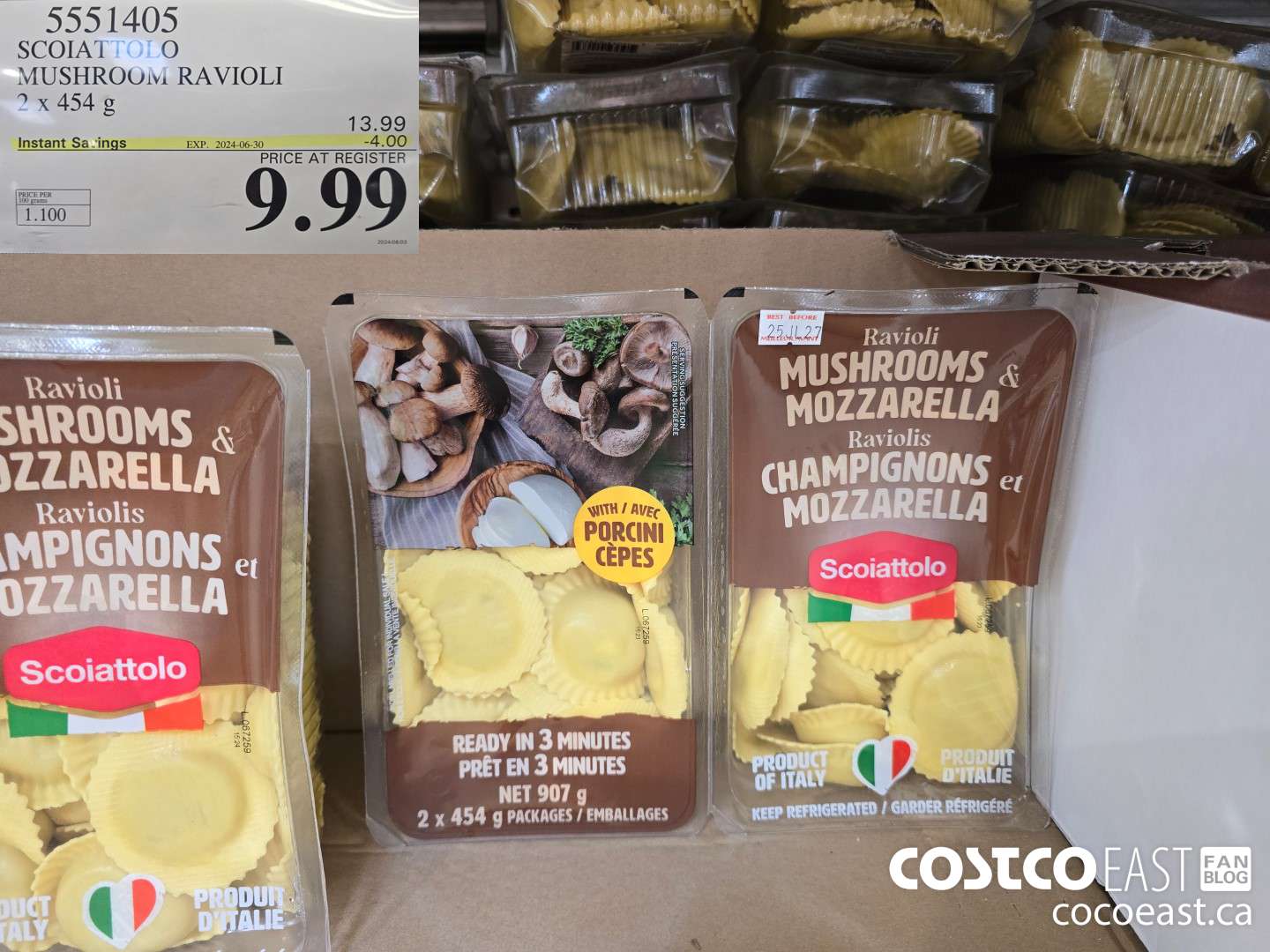 5551405 SCOIATTOLO MUSHROOM RAVIOLI 2 x 454 g ($4.00 INSTANT SAVINGS EXPIRES ON 2024-06-30) $9.99