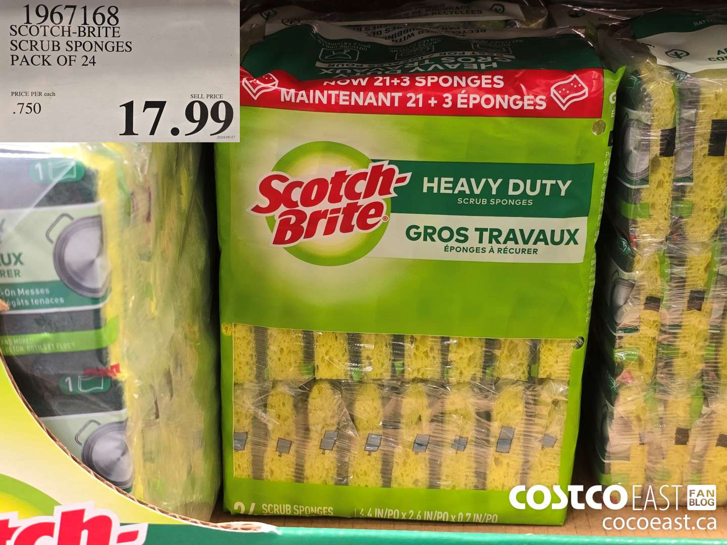 1967168 SCOTCH-BRITE SCRUB SPONGES PACK OF 24 $17.99