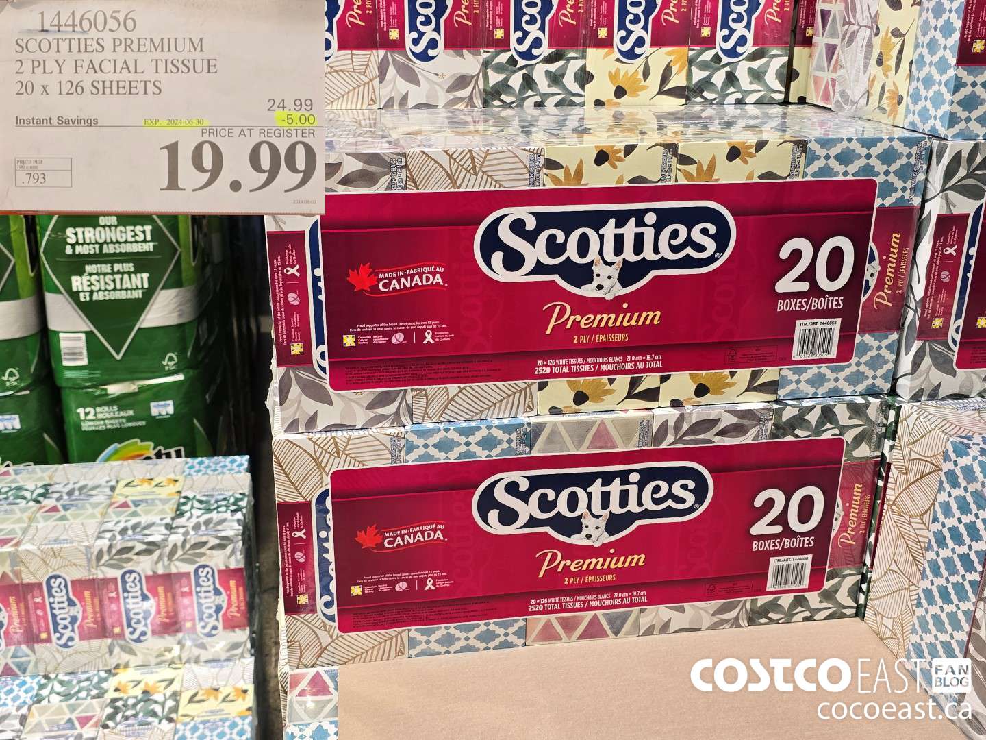 1446056 SCOTTIE PREMIUM 2 PLY FACIAL TISSUES 20 x 126 sheets ($5.00 INSTANT SAVINGS EXPIRES ON 2024-06-30) $19.99