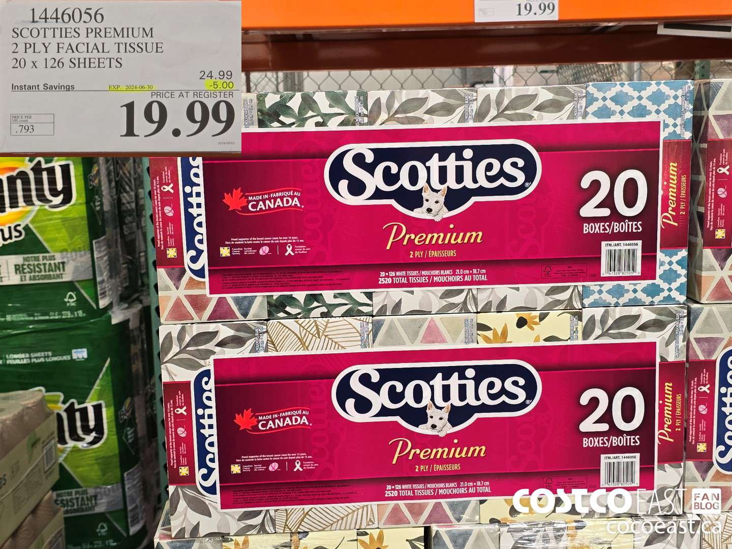 1446056 SCOTTIE PREMIUM 2 PLY FACIAL TISSUES 20 x 126 sheets ($5.00 INSTANT SAVINGS EXPIRES ON 2024-06-30) $19.99