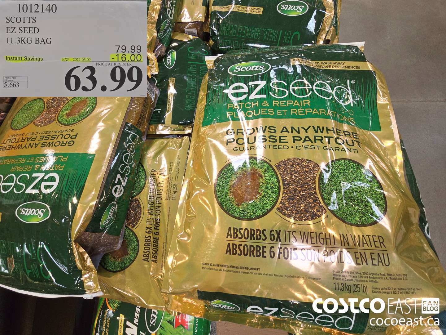 1012140 SCOTTS EZ SEED 11.3 KG BAG ($16.00 INSTANT SAVINGS EXPIRES ON 2024-06-09) $63.99