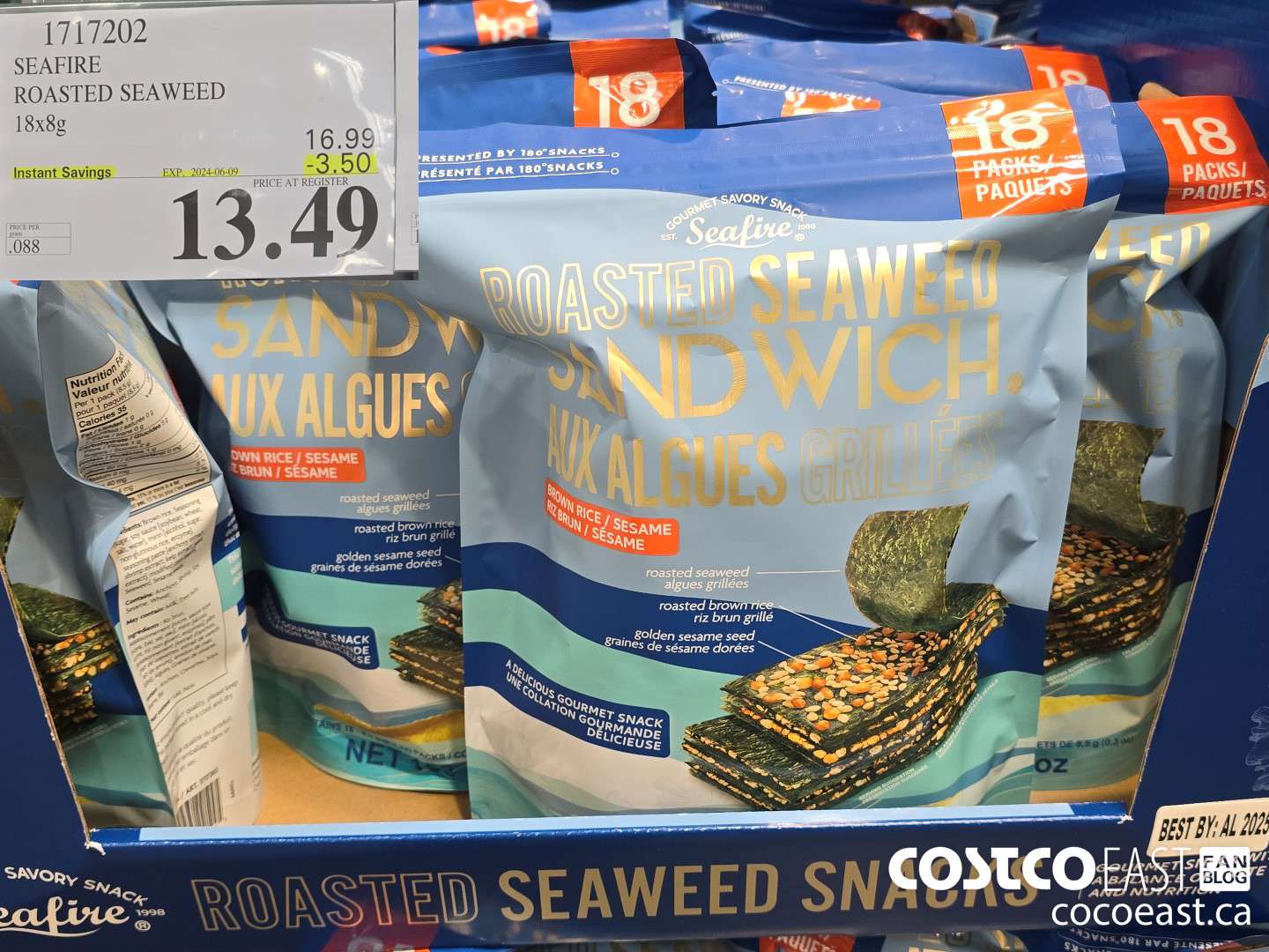 1717202 SEAFIRE ROASTED SEAWEED 18 x 8G ($3.50 INSTANT SAVINGS EXPIRES ON 2024-06-09) $13.49