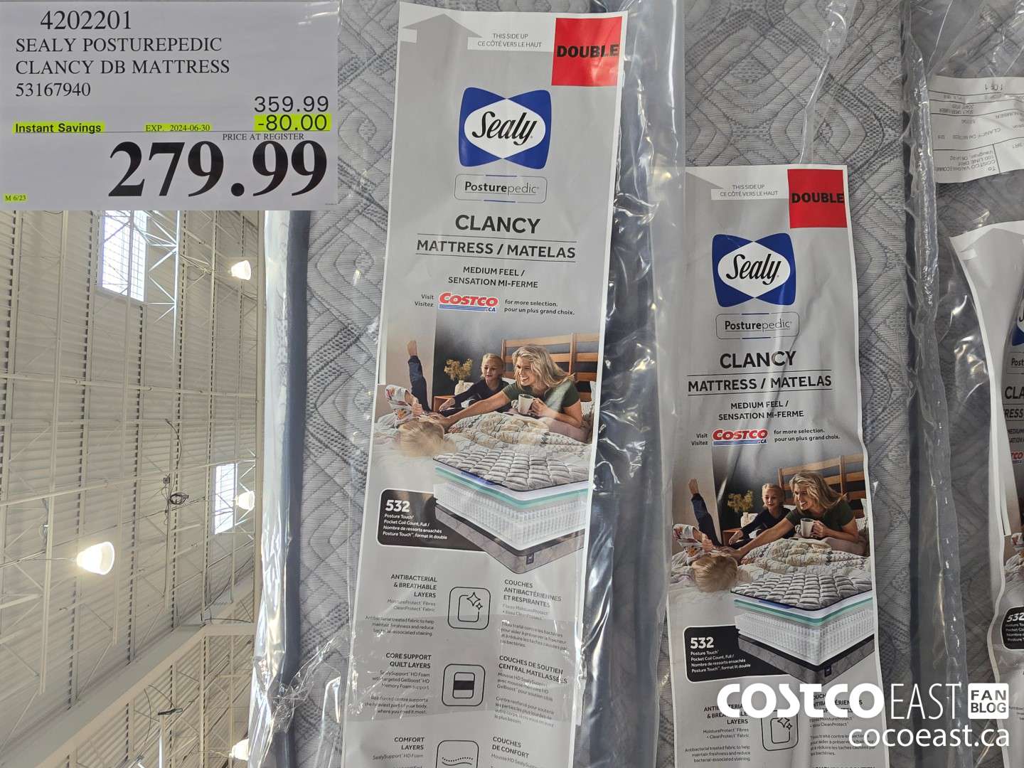 4202201 SEALY POSTUREPEDIC CLANCY DB MATTRESS 53167940 ($80.00 INSTANT SAVINGS EXPIRES ON 2024-06-30) $279.99