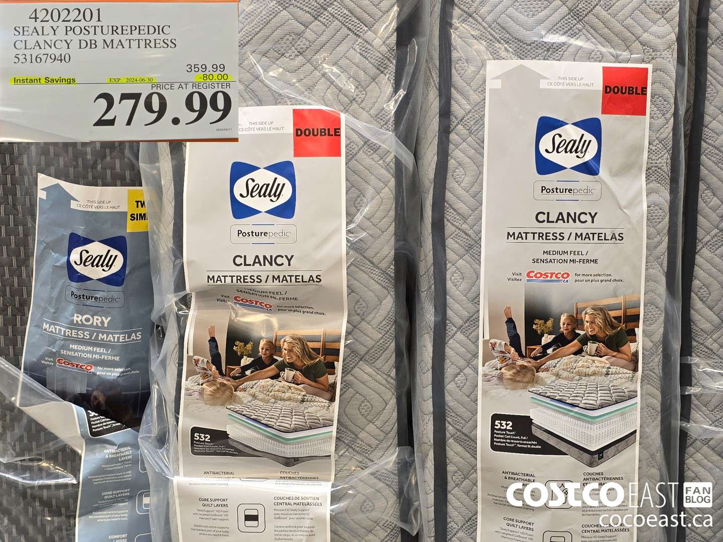 4202201 SEALY POSTUREPEDIC CLANCY DB MATTRESS 53167940 ($80.00 INSTANT SAVINGS EXPIRES ON 2024-06-30) $279.99
