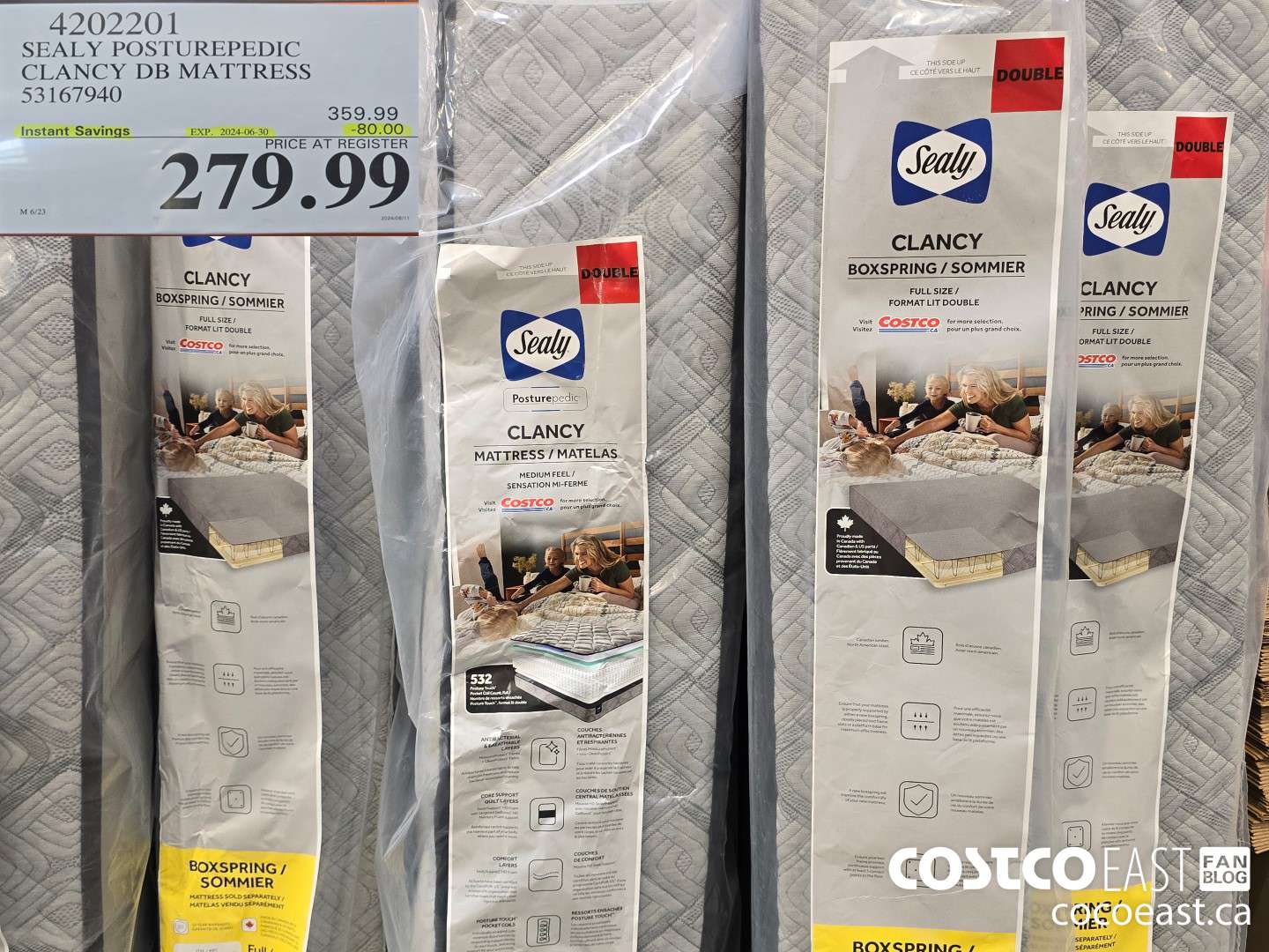 4202201 SEALY POSTUREPEDIC CLANCY DB MATTRESS 53167940 ($80.00 INSTANT SAVINGS EXPIRES ON 2024-06-30) $279.99