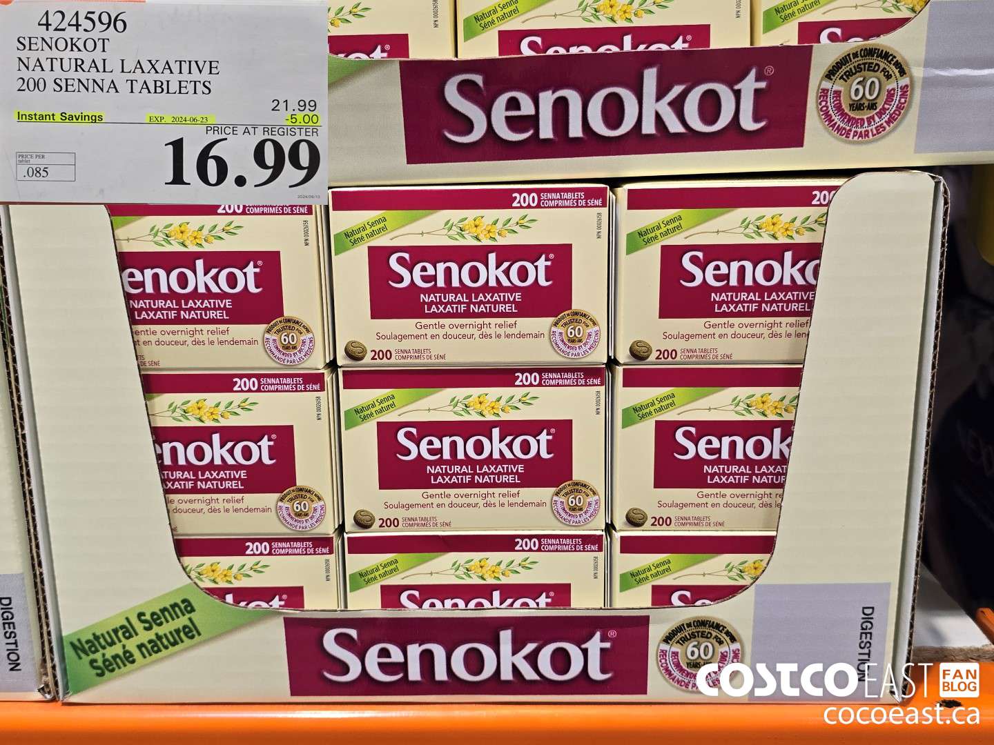424596 SENOKOT NATURAL LAXATIVE 200 SENNA TABLETS ($5.00 INSTANT SAVINGS EXPIRES ON 2024-06-23) $16.99