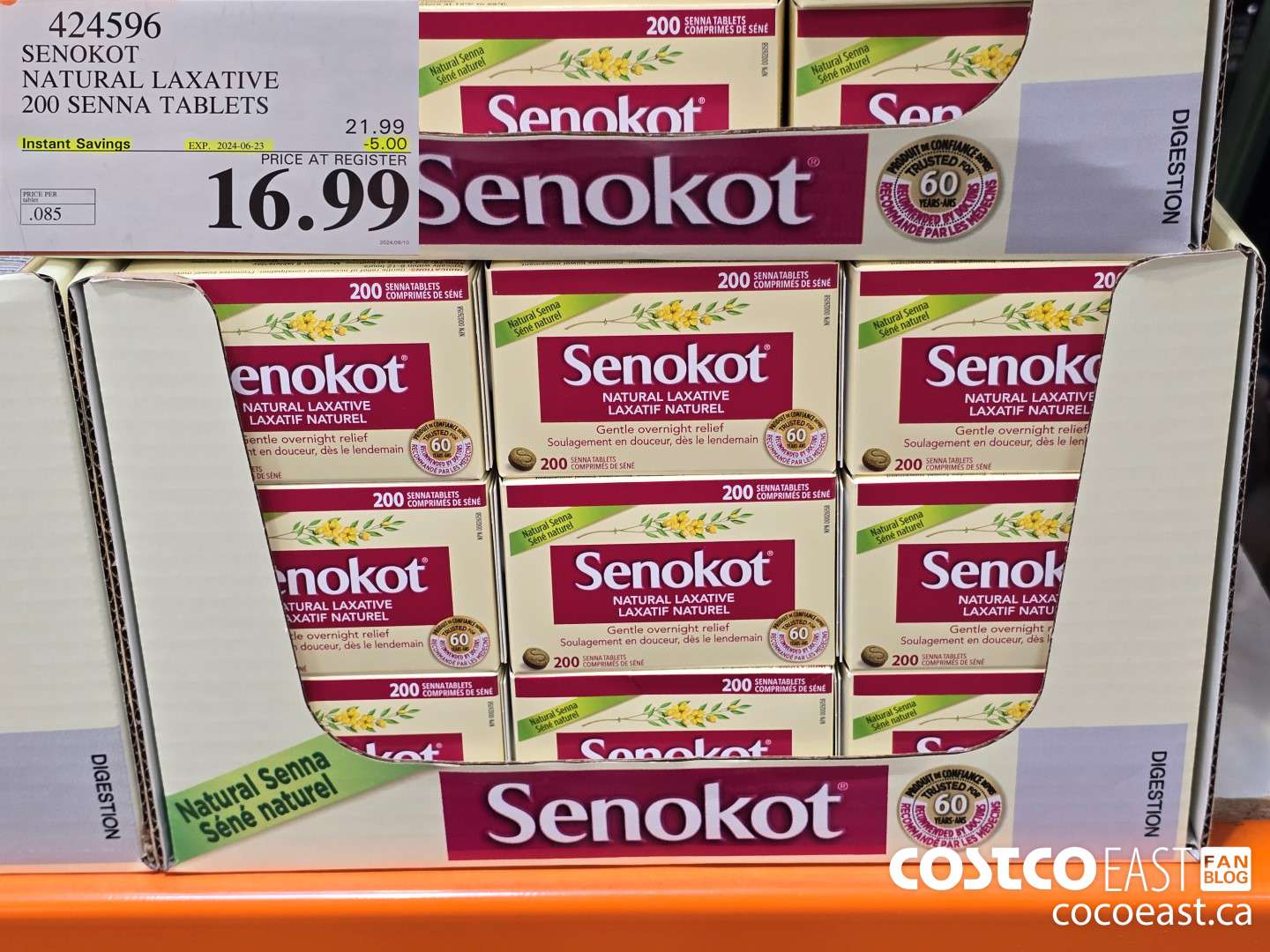 424596 SENOKOT NATURAL LAXATIVE 200 SENNA TABLETS ($5.00 INSTANT SAVINGS EXPIRES ON 2024-06-23) $16.99