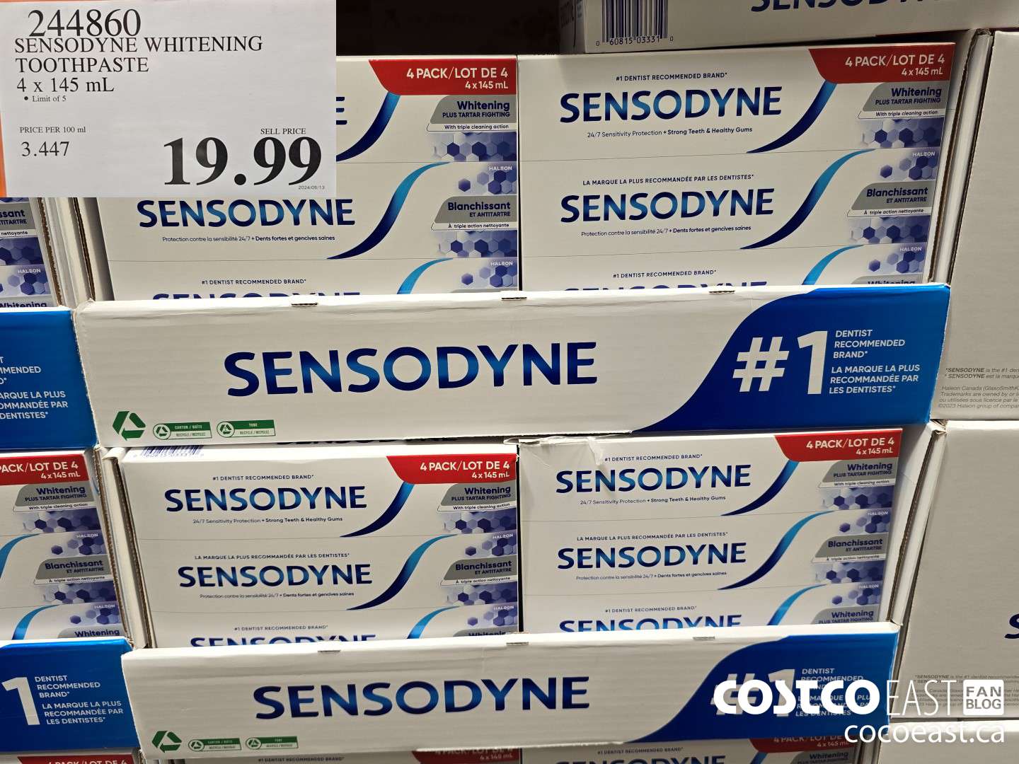 244860 SENSODYNE WHITENING TOOTHPASTE 4 X 145 ML $19.99