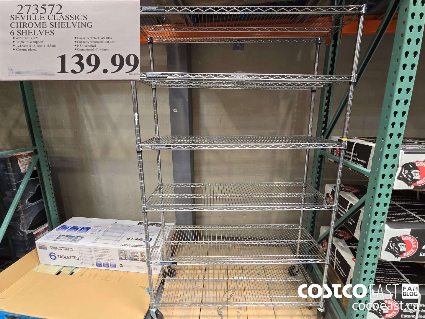 273572 SEVILLE CLASSICS CHROME SHELVING 6 SHELVES $139.99