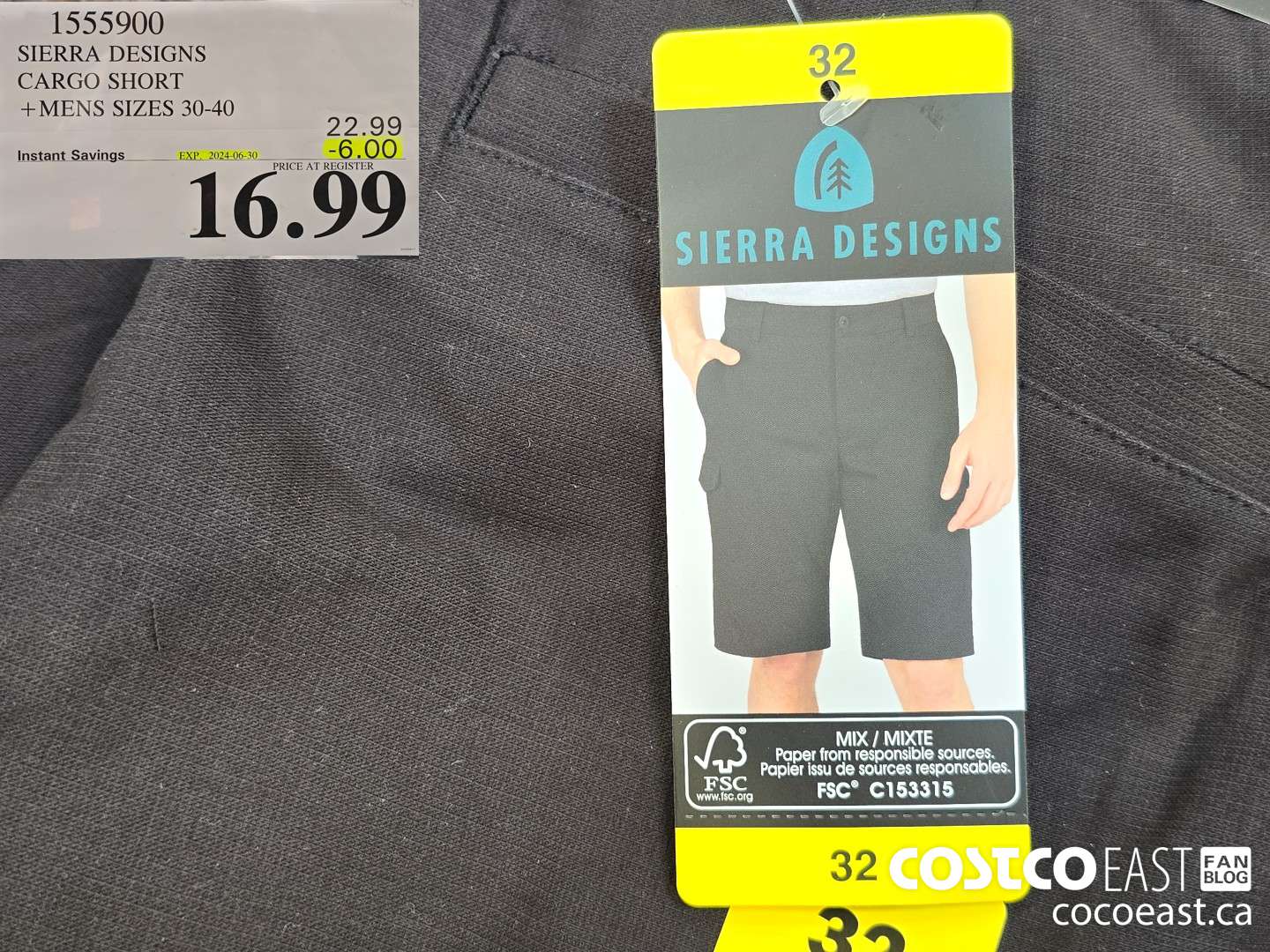 1555900 SIERRA DESIGN CARGO SHORT + MENS SIZES 30-40 ($6.00 INSTANT SAVINGS EXPIRES ON 2024-06-30) $16.99