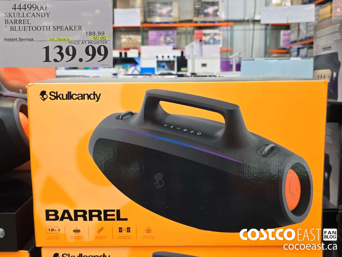 4449900 SKULLCANDY BARREL ~ BLUETOOYH SPEAKER ($50.00 INSTANT SAVINGS EXPIRES ON 2024-06-30) $139.99