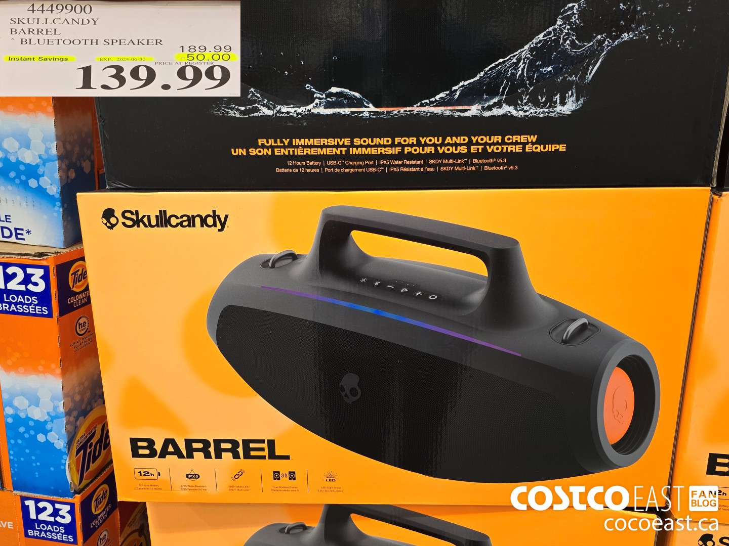 4449900 SKULLCANDY BARREL ~ BLUETOOYH SPEAKER ($50.00 INSTANT SAVINGS EXPIRES ON 2024-06-30) $139.99