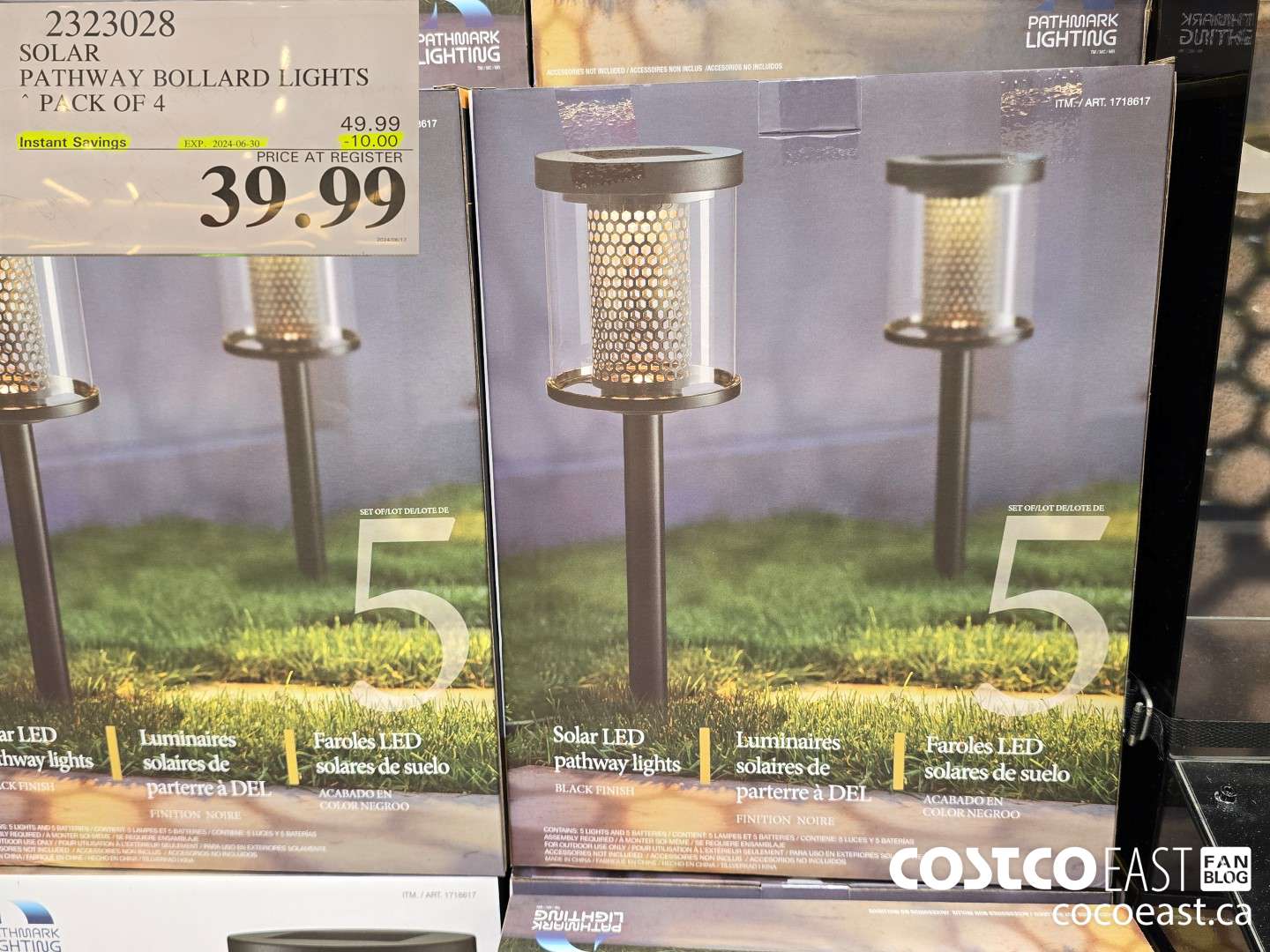 2323028 SOLAR PATHWAY BOLLARD LIGHTS PACK OF 4 ($10.00 INSTANT SAVINGS EXPIRES ON 2024-06-30) $39.99