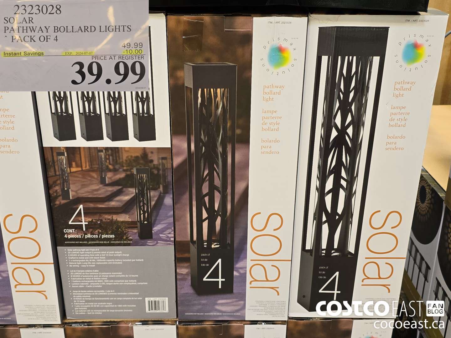 2323028 SOLAR PATHWAY BOLLARD LIGHTS PACK OF 4 ($10.00 INSTANT SAVINGS EXPIRES ON 2024-07-07) $39.99