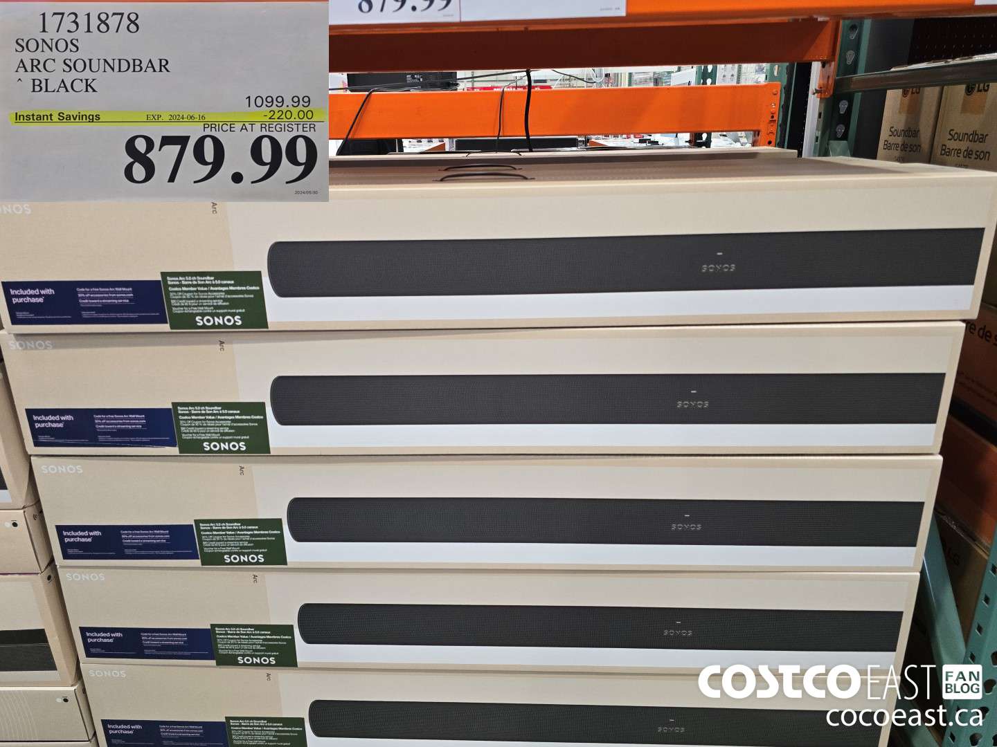 1731878 SONOS ARC SOUNDBAR BLACK ($220.00 INSTANT SAVINGS EXPIRES ON 2024-06-16) $879.99