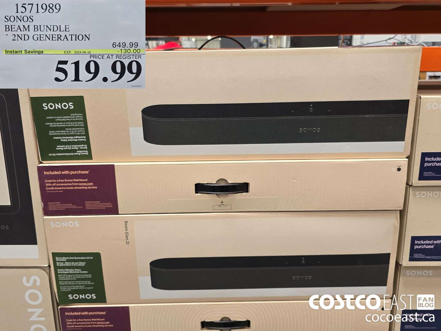 1571989 SONOS BEAM BUNDLE 2ND GENERATION ($130.00 INSTANT SAVINGS EXPIRES ON 2024-06-16) $519.99