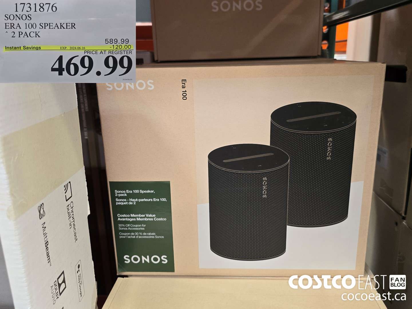 1731876 SONOS ERA 100 SPEAKER 2 PACK ($120.00 INSTANT SAVINGS EXPIRES ON 2024-06-16) $469.99
