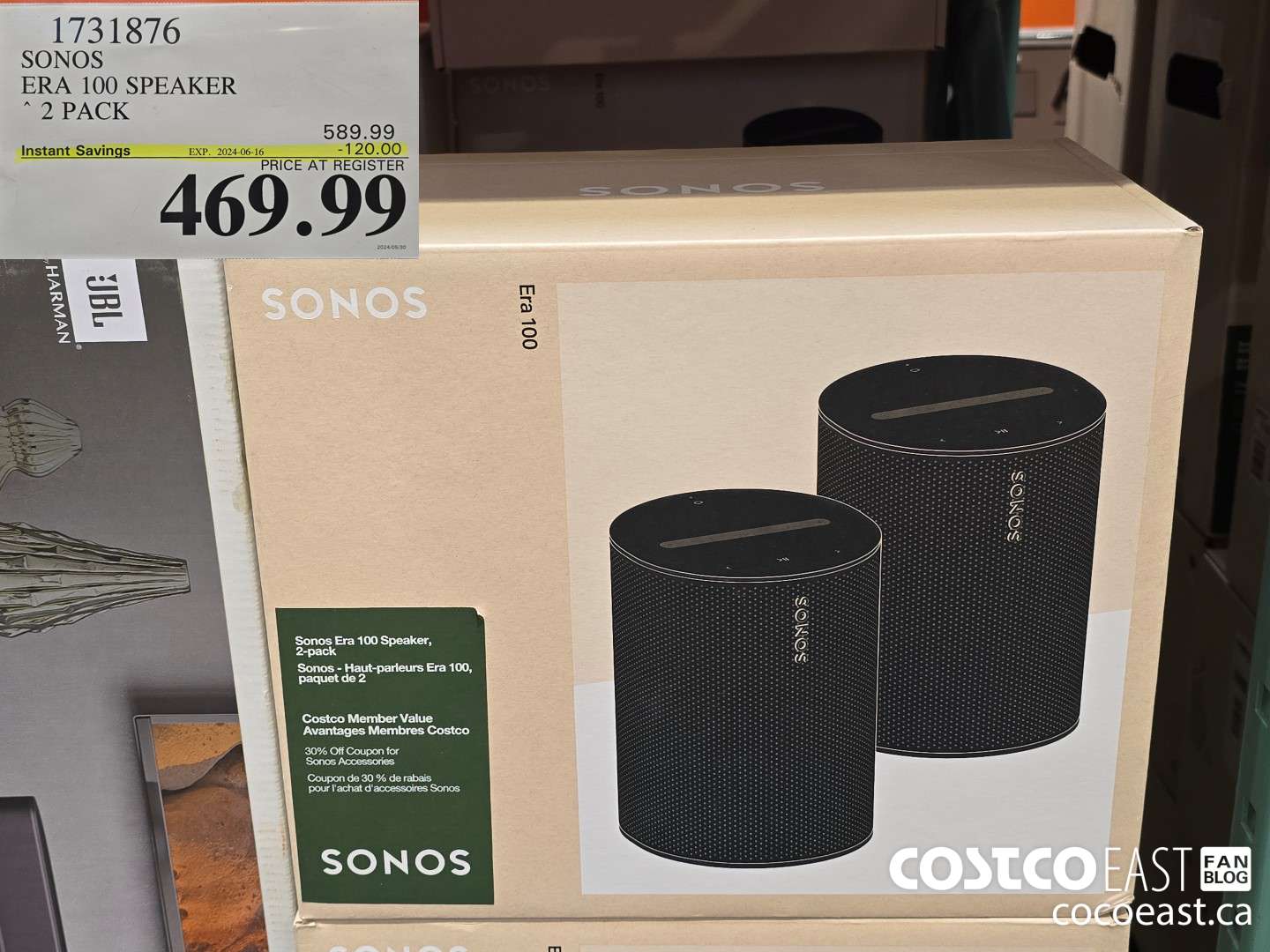 1731876 SONOS ERA 100 SPEAKER 2 PACK ($120.00 INSTANT SAVINGS EXPIRES ON 2024-06-16) $469.99