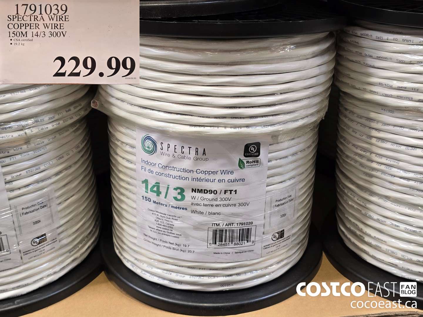 1791039 SPECTRA WIRE COPPER WIRE 150M 14/3 300V $229.99