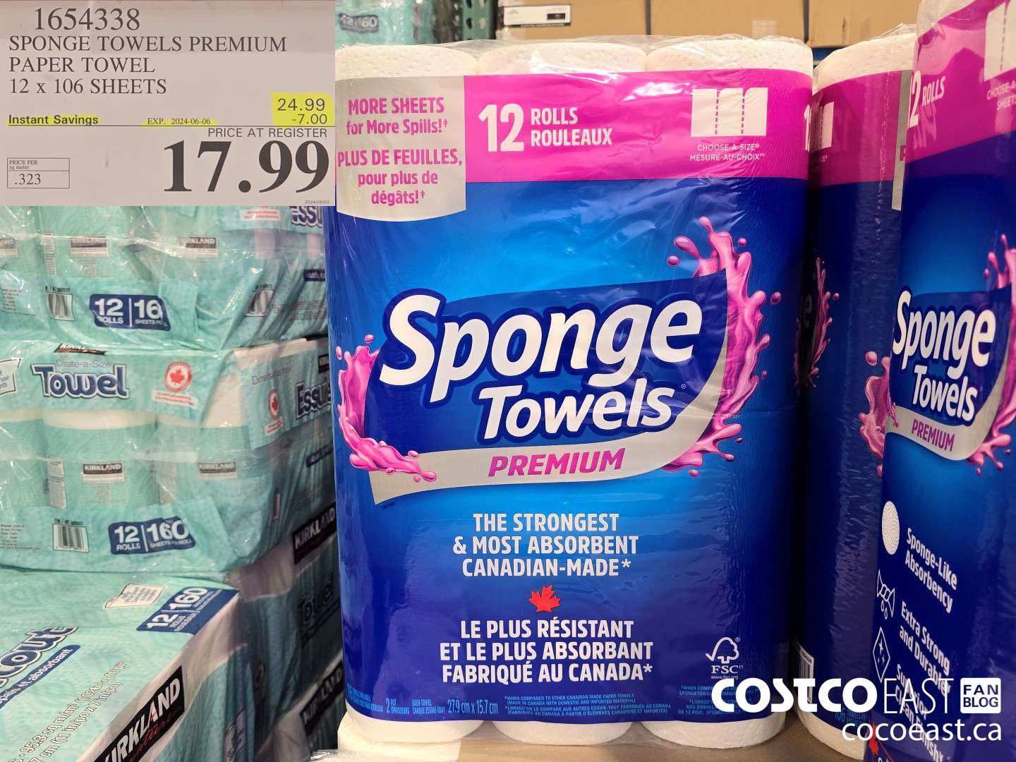 1654338 SPONGE TOWELS PREMIUM PAPER TOWEL 12 x 106 SHEETS ($7.00 INSTANT SAVINGS EXPIRES ON 2024-06-06) $17.99