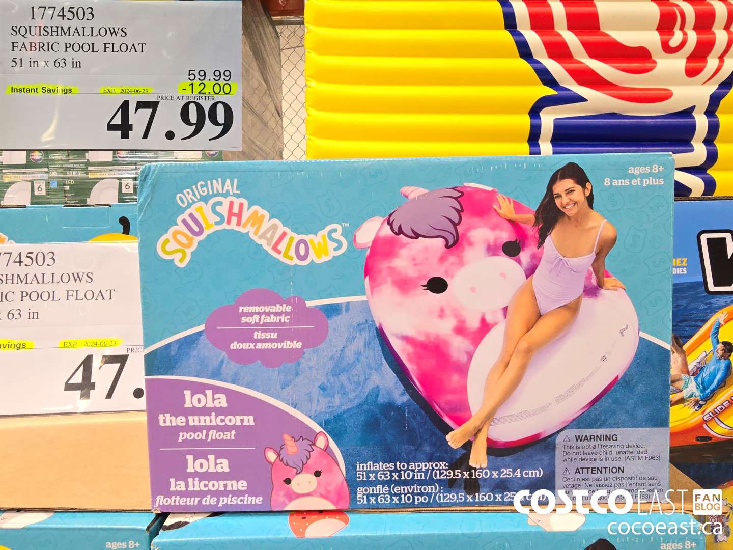 1774503 SQUISHMALLOWS FABRIC POOL FLOAT 51 IN X 63 IN ($12.00 INSTANT SAVINGS EXPIRES ON 2024-06-23) $47.99