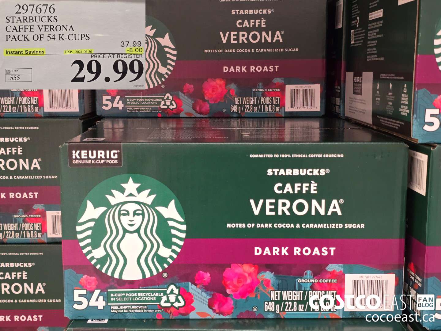 297676 STARBUCKS CAFFE VERONA PACK OF 54 K-CUPS ($8.00 INSTANT SAVINGS EXPIRES ON 2024-06-30) $29.99