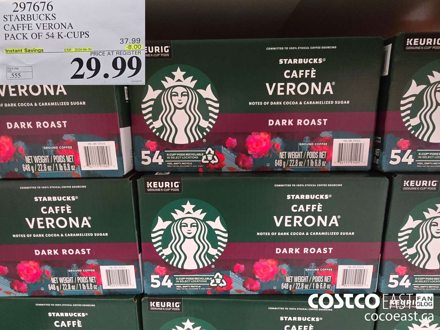 297676 STARBUCKS CAFFE VERONA PACK OF 54 K-CUPS ($8.00 INSTANT SAVINGS EXPIRES ON 2024-06-30) $29.99