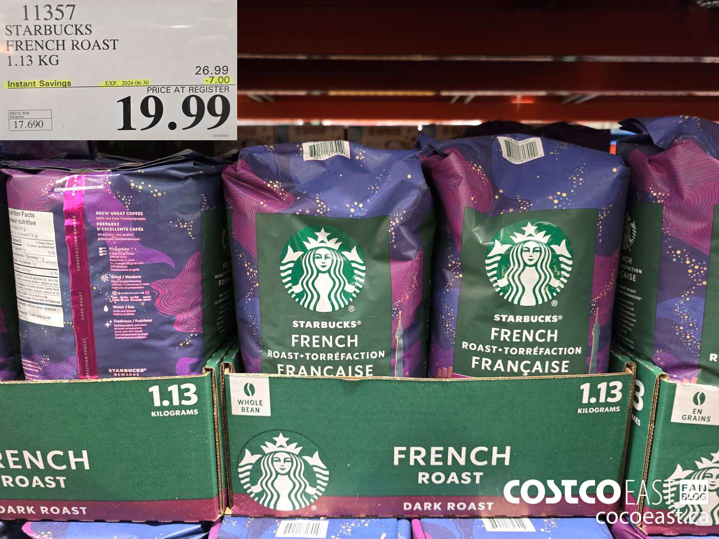 11357 STARBUCKS FRENCH ROAST 1.13 KG ($7.00 INSTANT SAVINGS EXPIRES ON 2024-06-30) $19.99