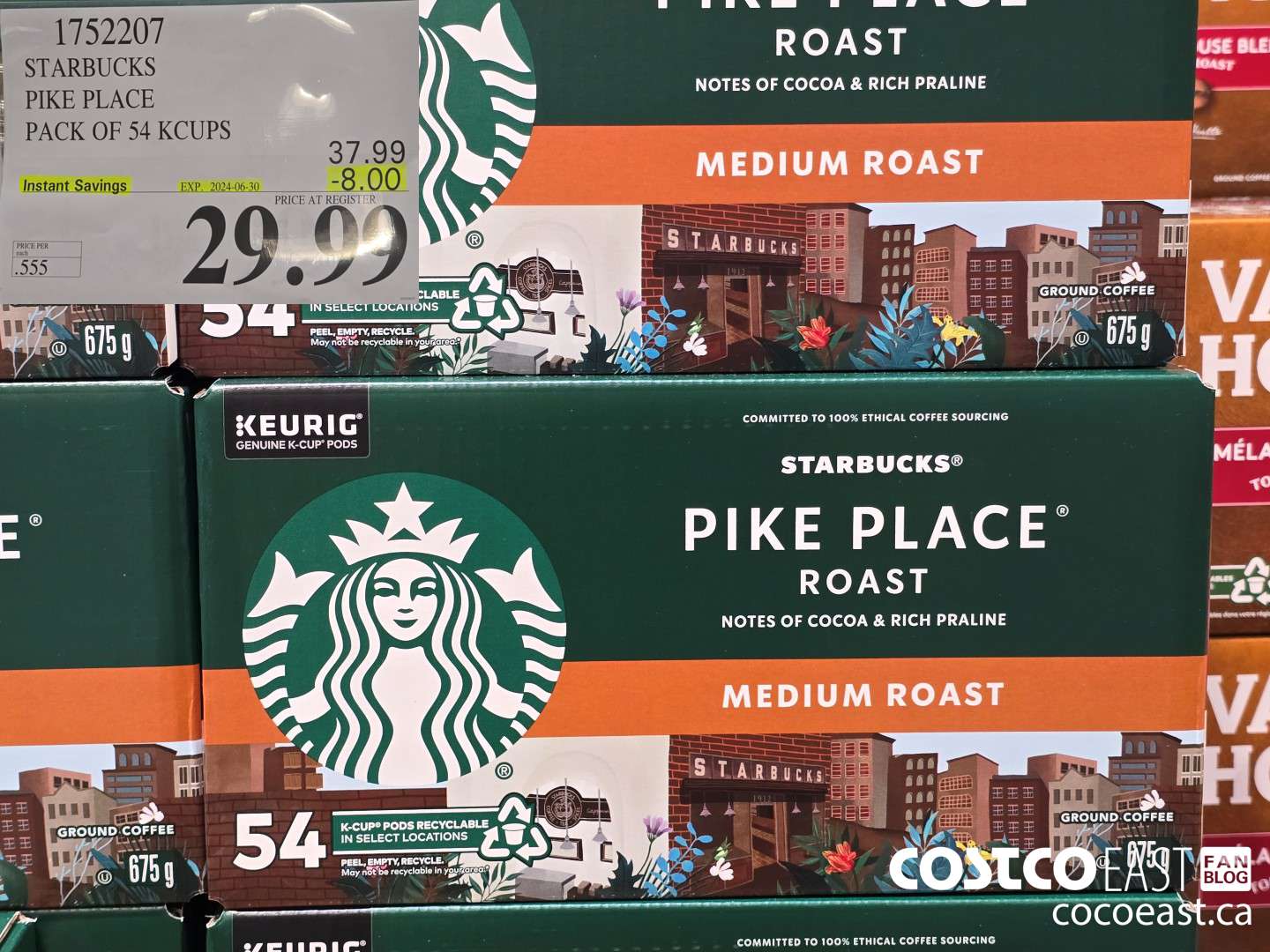 1752207 STARBUCKS PIKE PLACE PACK OF 54 KCUPS ($8.00 INSTANT SAVINGS EXPIRES ON 2024-06-30) $29.99