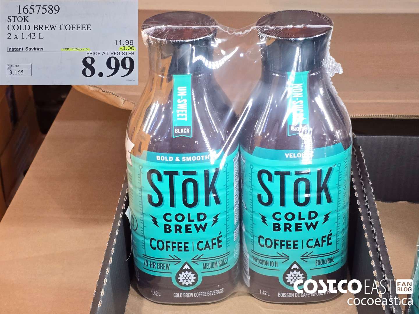 1657589 STOK COLD BREW COFFEE 2 x 1.42L ($3.00 INSTANT SAVINGS EXPIRES ON 2024-06-16) $8.99