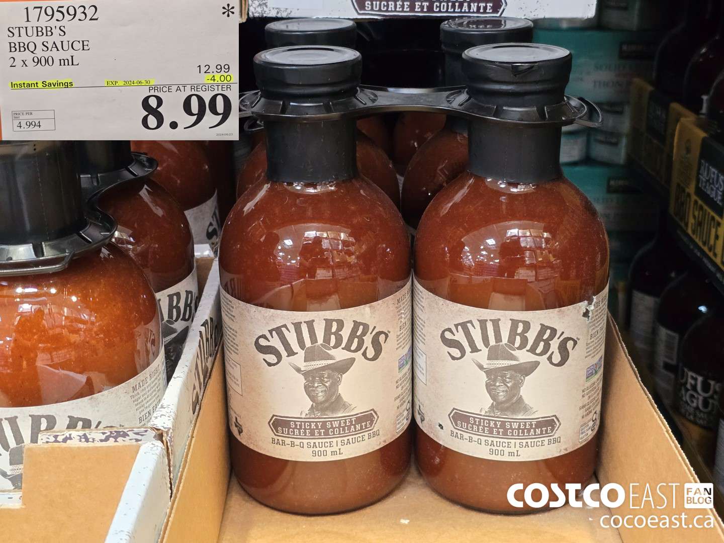 1795932 STUBB'S BBQ SAUCE 2 X 900 mL ($4.00 INSTANT SAVINGS EXPIRES ON 2024-06-30) $8.99