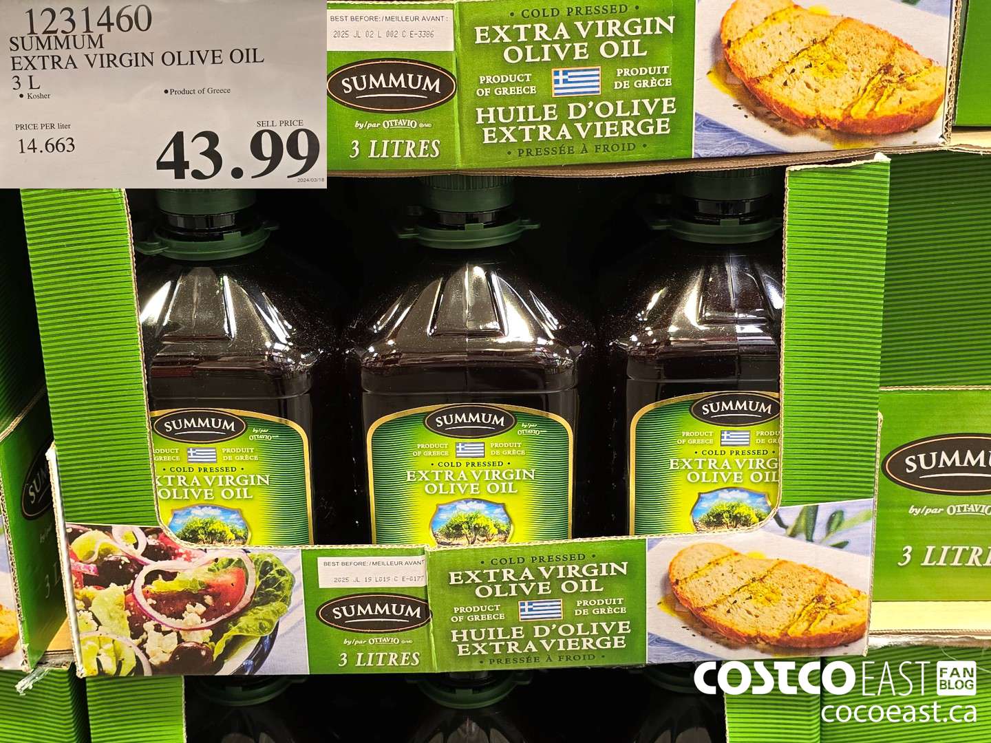 1231460 SUMMUM EXTRA VIRGIN OLIVE OIL 3 L $43.99