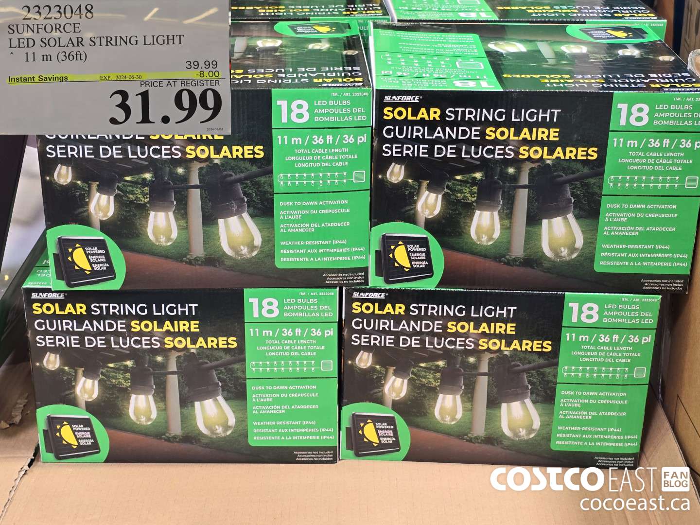 2323048 SUNFORCE LED SOLAR STRING LIGHT 11 M (36 FT) ($8.00 INSTANT SAVINGS EXPIRES ON 2024-06-30) $31.99