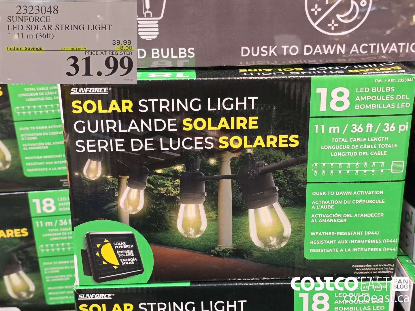 2323048 SUNFORCE LED SOLAR STRING LIGHT 11 M (36 FT) ($8.00 INSTANT SAVINGS EXPIRES ON 2024-06-30) $31.99