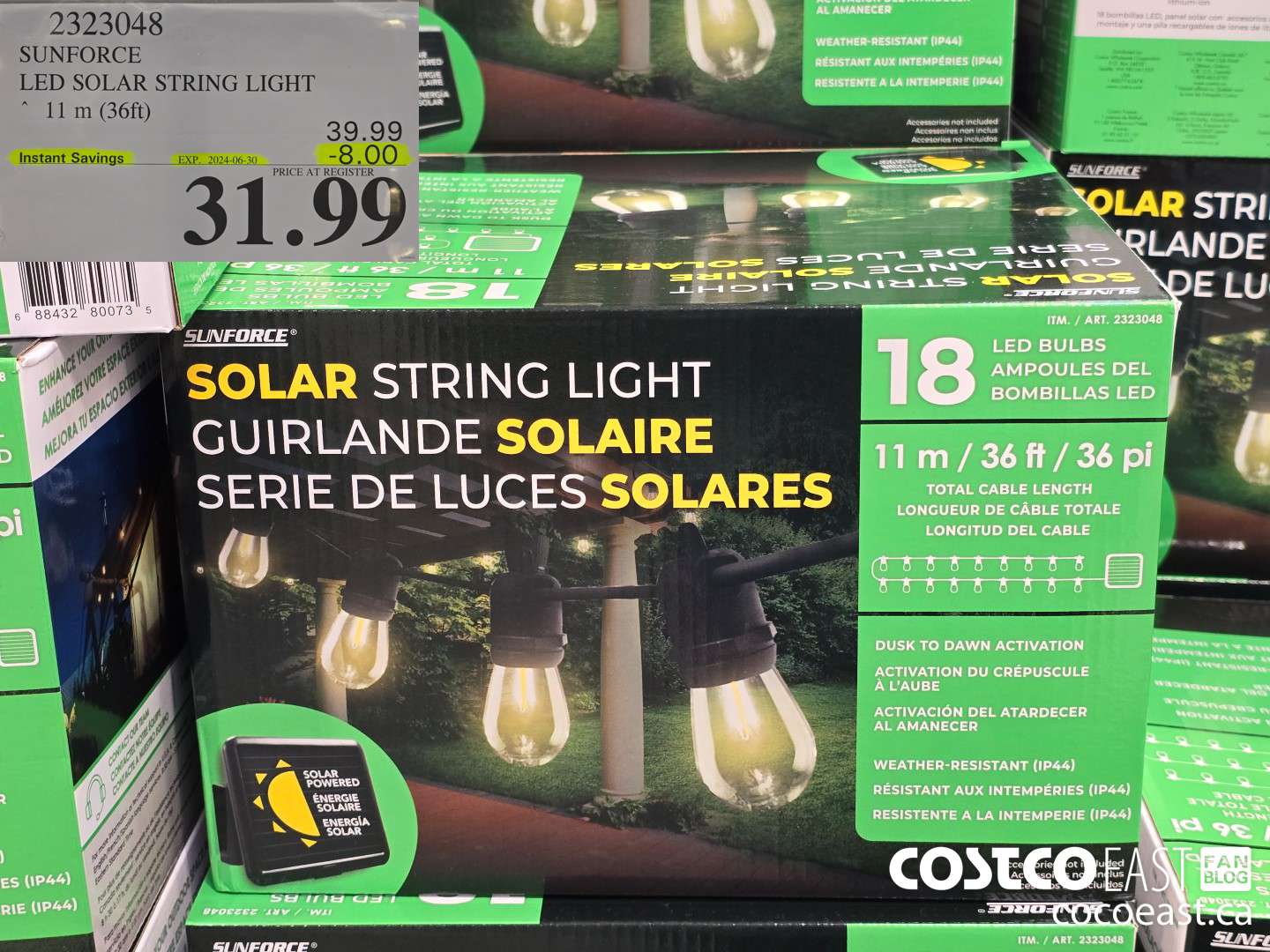 2323048 SUNFORCE LED SOLAR STRING LIGHT 11 M (36 FT) ($8.00 INSTANT SAVINGS EXPIRES ON 2024-06-30) $31.99