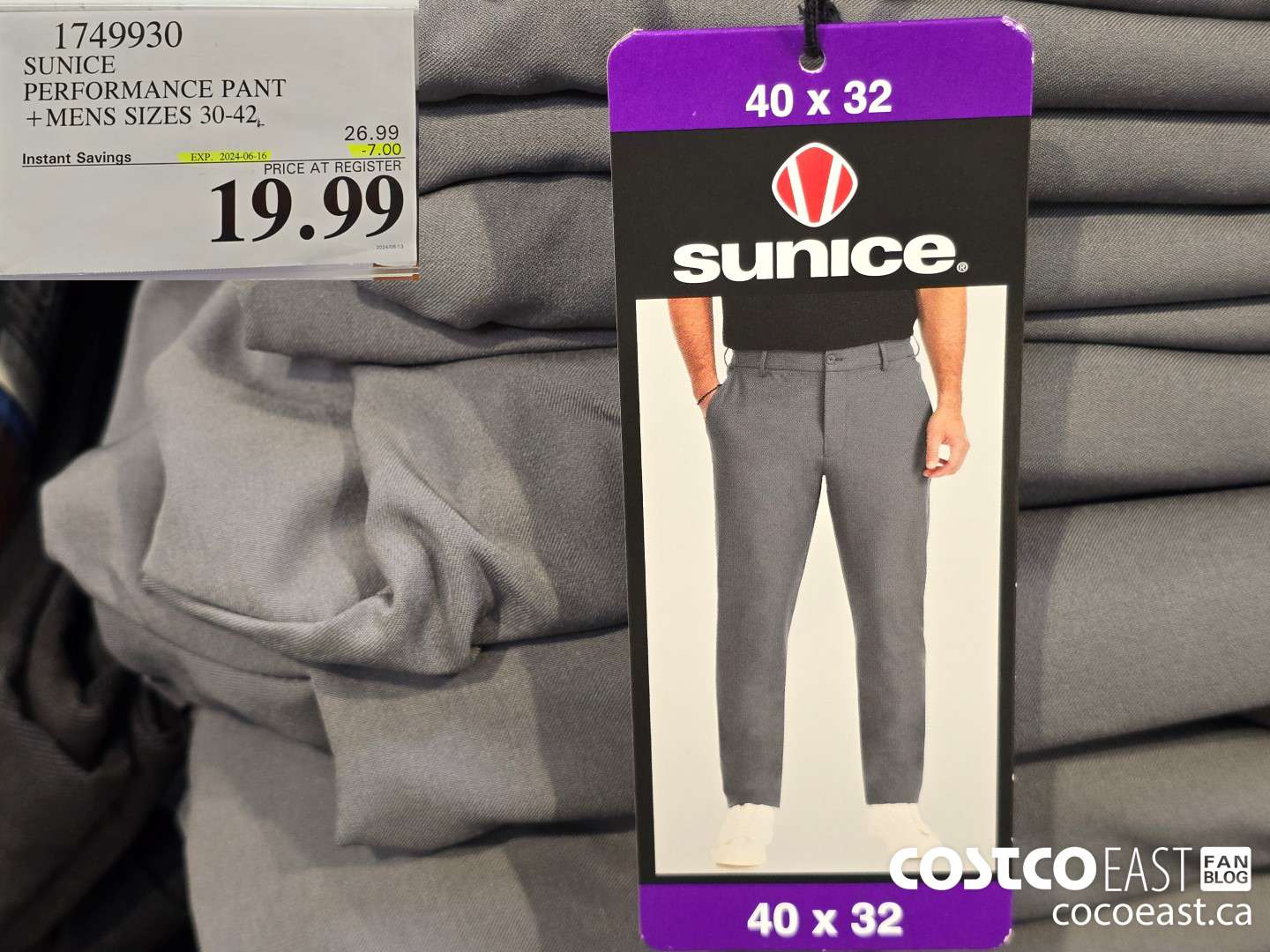 1749930 SUNICE PERFORMANCE PANT +MENS SIZES 30-42 ($7.00 INSTANT SAVINGS EXPIRES ON 2024-06-16) $19.99