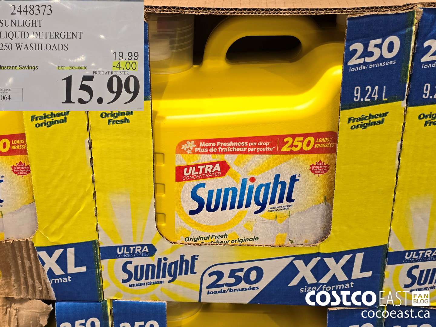 2448373 SUNLIGHT LIQUID DETERGENT 250 wash loads ($4.00 INSTANT SAVINGS EXPIRES ON 2024-06-30) $15.99