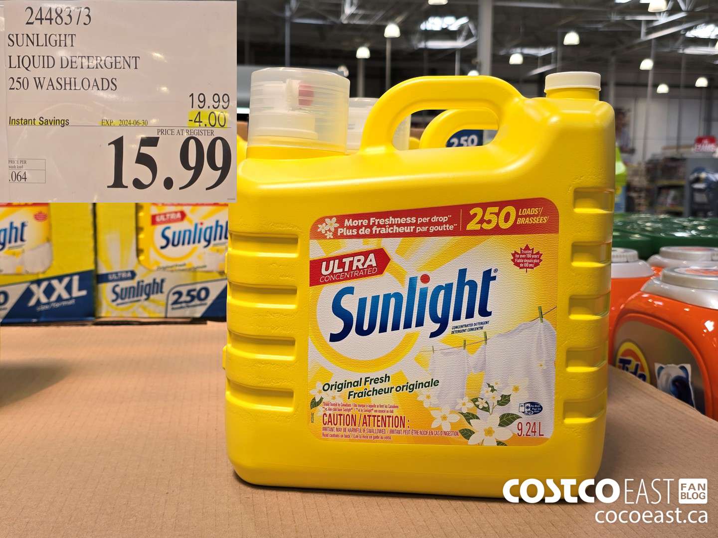 2448373 SUNLIGHT LIQUID DETERGENT 250 wash loads ($4.00 INSTANT SAVINGS EXPIRES ON 2024-06-30) $15.99