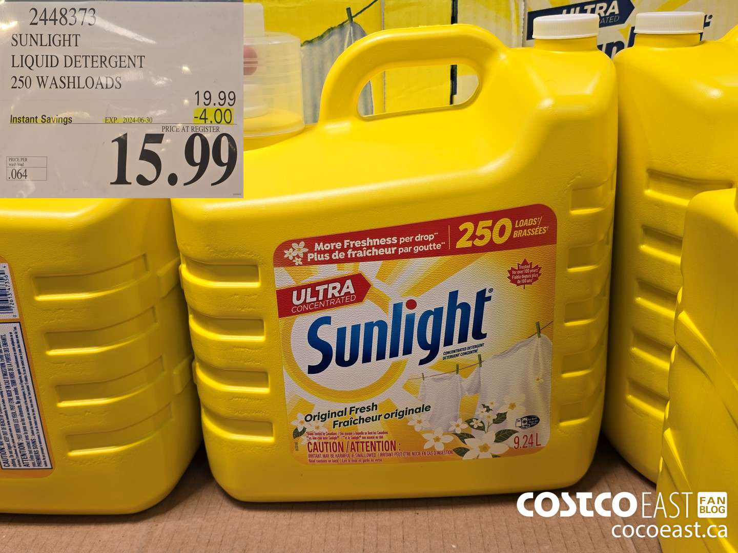 2448373 SUNLIGHT LIQUID DETERGENT 250 wash loads ($4.00 INSTANT SAVINGS EXPIRES ON 2024-06-30) $15.99