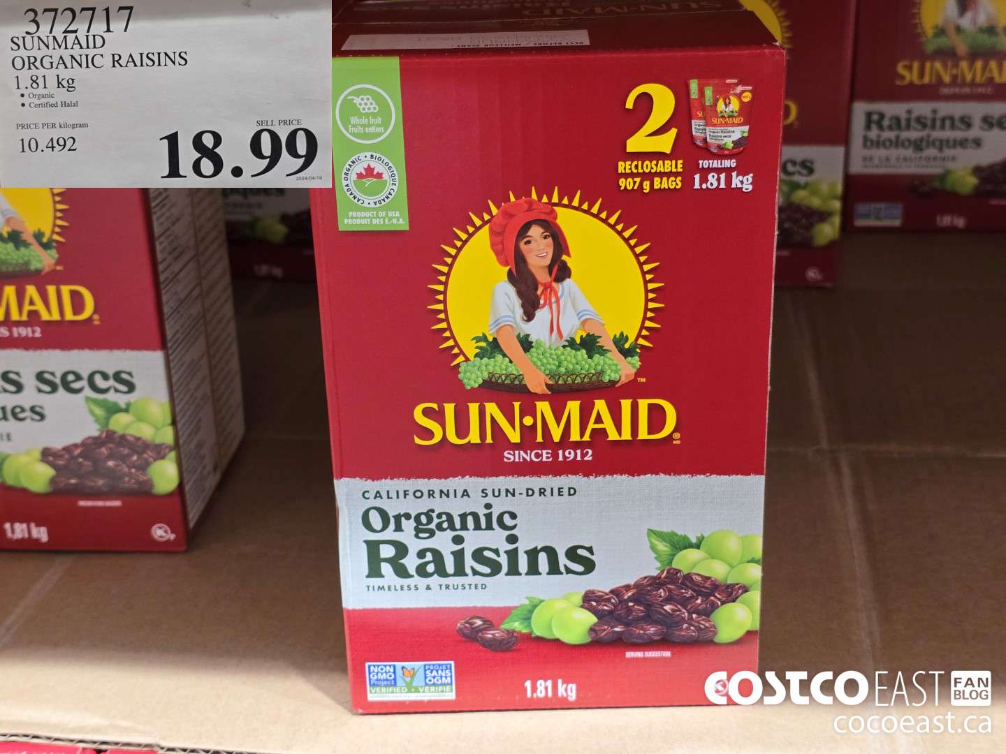 372717 SUNMAID ORGANIC RAISINS 1.81 G $18.99