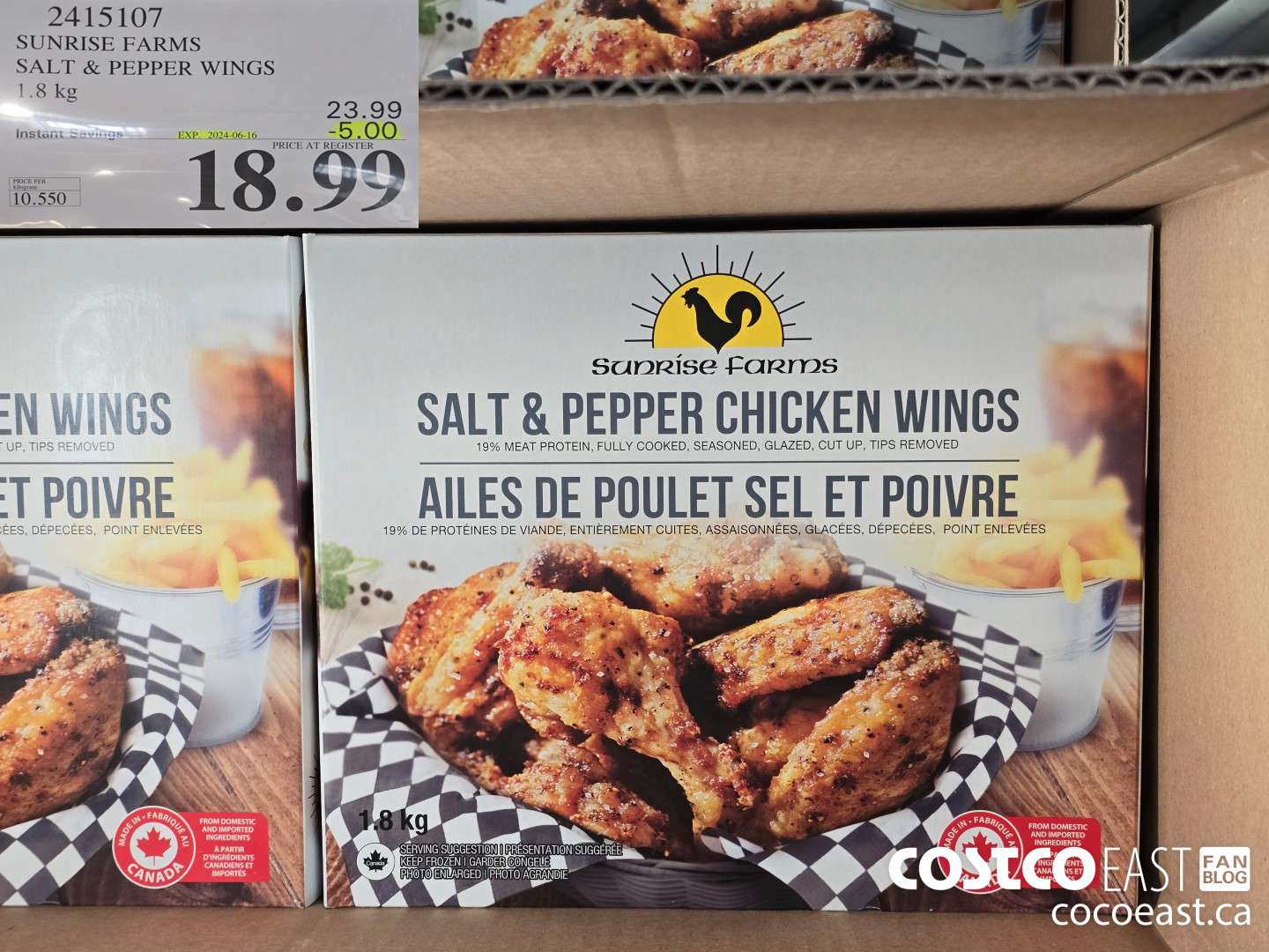 2415107 SUNRISE FARMS SALT & PEPPER WINGS 1.8KG ($5.00 INSTANT SAVINGS EXPIRES ON 2024-06-16) $18.99