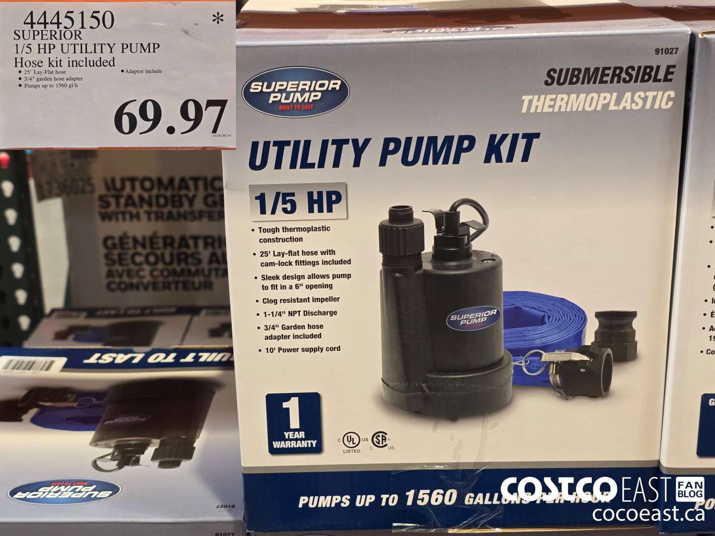 4445150 SUPERIOR 1/5 HP UTILITY PUMP Hose Kit included $69.97