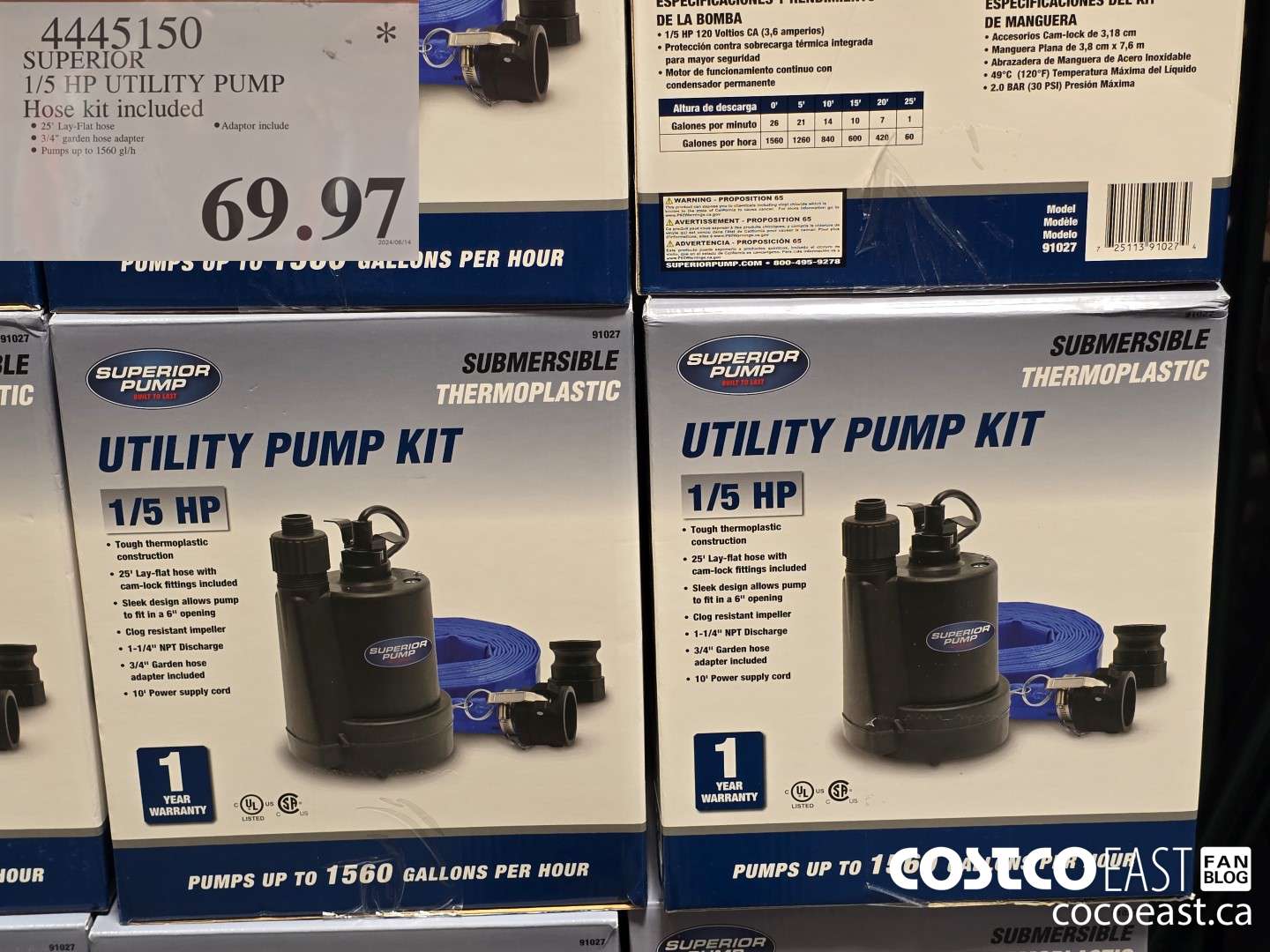 4445150 SUPERIOR 1/5 HP UTILITY PUMP Hose Kit included $69.97