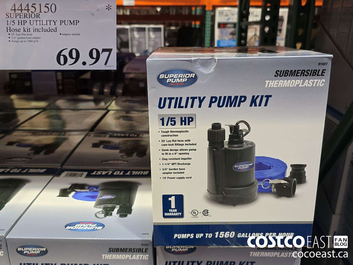 4445150 SUPERIOR 1/5 HP UTILITY PUMP Hose Kit included $69.97