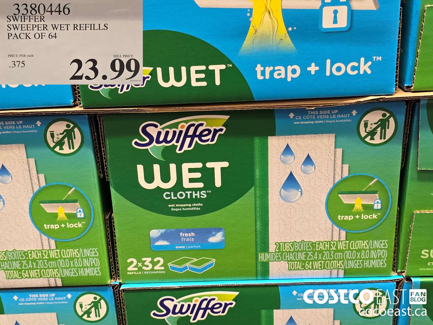 3380446 SWIFFER SWEEPER WET REFILLS PACK OF 64 $23.99