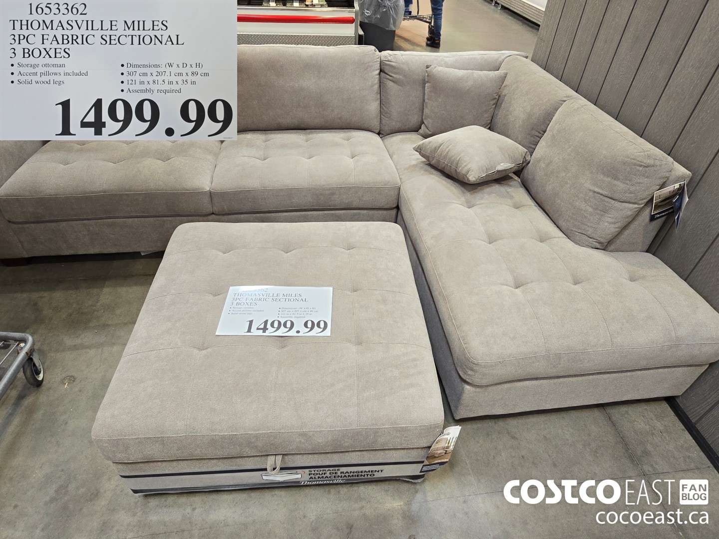 1653362 THOMASVILLE MILES 3PC FABRIC SECTIONAL 3 BOXES $1499.99