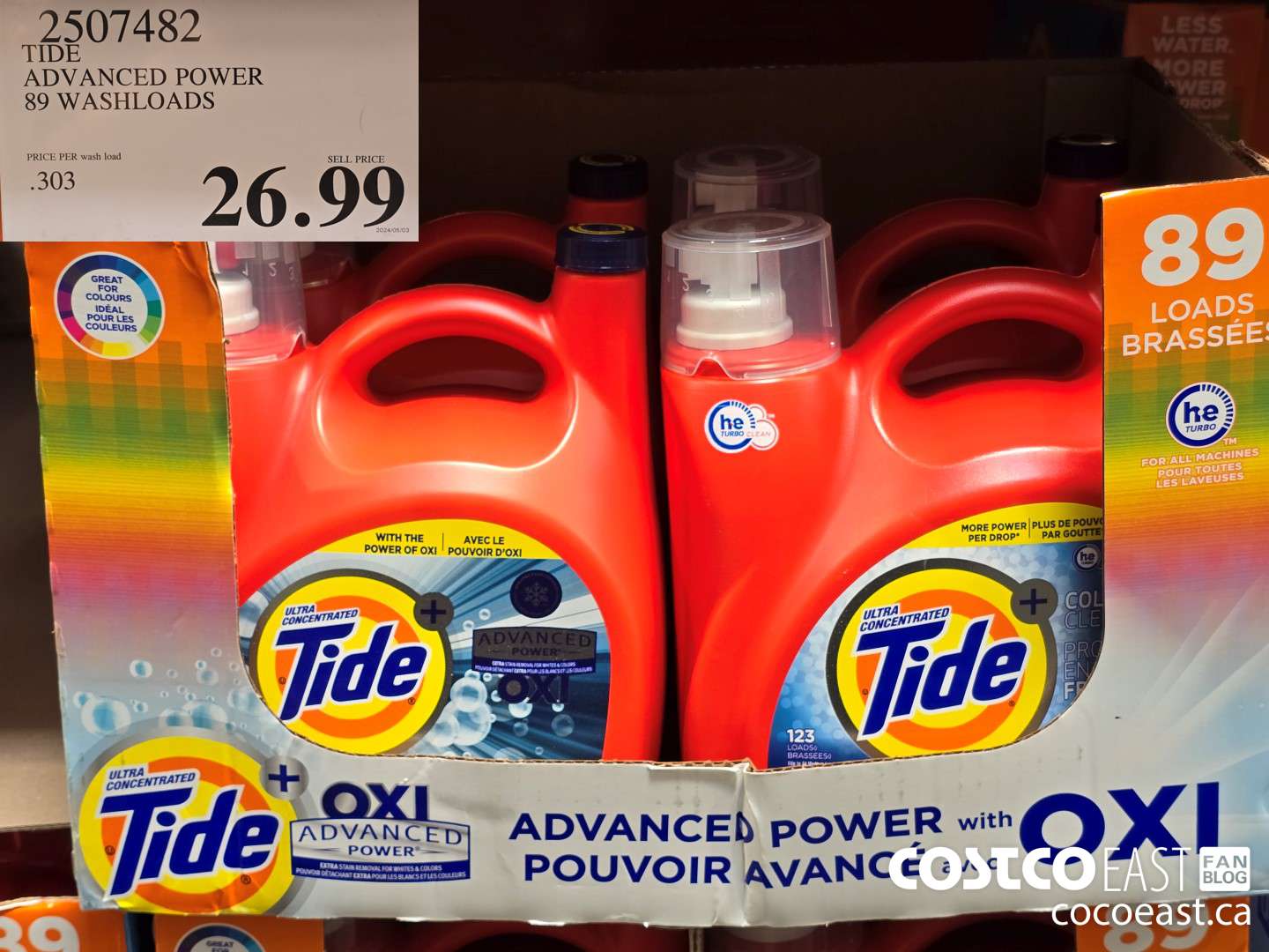 2507482 TIDE ADVANCED POWER 89 WASHLOADS $26.99